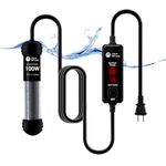 AquaMiracle Upgraded 100W Small Aquarium Heater Fish Tank Heater Turtle Heater Super Mini Aquarium Heater, Dry-Run/Overheating Protection and Memory Function, Dual LED Display, for 10-20 Gal Tanks