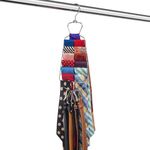 USTECH Multi-Purpose Space-Saving Hanger with Bottom Spinner Hook | Scarf and Tie Holder with Top Folding Hook | Metal Closet Organizer for Men and Women | Chrome Finish for Durability | Pack of 2