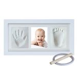 Baby Hand and Footprint Keepsake, Baby Footprint Kit, Non-Toxic Clay Photo Frame Registry Keepsake for Wall Mount & Desktop Mount Decor, Perfect Shower Gift for Newborn Boys & Girls and Little Pets | NO Mold |