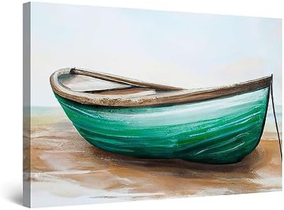 Startonight Canvas Wall Art - Green Boat on the Beach Painting - Decoration Artwork for Living Room Big Picture Home Wall Decor Print Modern and Contemporary Painting 60 x 90 CM