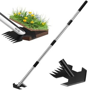 CAROD Hoe Garden Tool, Scuffle Garden Hoe for Weeding with 30-60 Inch Steel Long Handle, Dual Use Sharp Gardening Hula Hoe, Adjustable Rocket Shaped Weed Remover Action Hoe