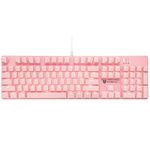 Mecool Mechanical Gaming Keyboard Wired White Backlit Keyboard Red Switches Full Size 104 Keys US Layout-Pink