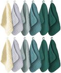 Ease Cubs 12 Pack Muslin Washcloths for Baby - 100% Cotton Baby Wash Cloths for or Baby Face Body Comfy and Soft for Newborn Infants Kids Girls and Boys - 12"x12" - Ivory, Slate and Emerald Series