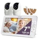 Comfyer No WiFi Split-Screen Baby Monitor with 2 Cameras and Night Vision, 7" HD Baby Monitor with a Flexible Bracket, Audio Alert, High/Low Temperature, VOX Mode, 2 Way Audio, Remote PTZ