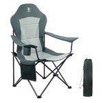 EVER ADVANCED Camping Chairs for Adults Heavy Duty Folding Chair Up to 160kg Oversized with High Back & Cup Holder & Side Pockets Comfy Camp Fold Up Chair Green