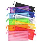 Tamaki 10 Pack Zipper Mesh Pouch Pencil Pouch Multicolor Pen Bag Multipurpose for Office Supplies Travel Storage Bags, 10 Colors