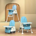 StarAndDaisy High Chair for Baby/Baby Feeding Chair for 0 to 5 Years with 4 in-1 Multifunctions/High Chair with Height Adjustable, Detachable Tray & One-Hand Adjustable - Grey