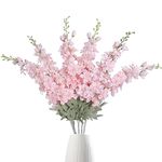 IPOPU Pink Delphinium Artificial Flowers, 6 pcs 33.5 in Artificial Larkspur Flower, Fake Flowers Silk Flowers with Stems Real Look, Faux Flowers Flores Artificiales para Decoracion(Pink)