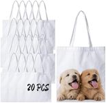 Joyclub 20 Pack Sublimation Tote Bags Blanks Polyester Canvas Tote Bags Reusable Grocery Bags to Decorate Painting Crafting Sublimation DIY For Gift