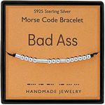 Gleamart Morse Code Bracelet 925 Sterling Silver Handmade Secret Message Beads Silk Cord Bangle for Her, 10.2 inch, Sterling Silver Silk