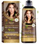 Kokila NO PPD Shampoo Natural Brown Hair Colour 400ml for Women and Men, Natural Extracts, Colours Hair in 10 Minutes | Ammonia Free, Paraben Free - 10 Pair Free Gloves
