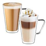 Glass Coffee Tea Mugs 450ml (Set of