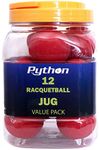 Python Red Racquetballs (Value Pack - 12 Ball Jug/Lightning Fast!)