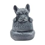 Kisbeibi Garden Statues Dog Welcome Statue, Home Office Animal French Bulldog Ornament Figurine, Indoor Outdoor Resin Statue Decoration for Lawn, Yard, Patio, Porch, and More