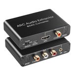 VOOCME HDMI ARC Audio Extractor 192KHz DAC Converter ARC Audio Extractor Support Digital HDMI Audio to Analog Stereo Audio RCA L/R Coaxial SPDIF and 3.5mm Jack ARC Audio Adapter for TV - black