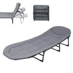 DOLPHY Portable Folding Camping Cot Bed for Sleeping with Soft Cushion 6.3 Feet with Headrest 5-Position Adjustable Backrest & Side Pocket for Home,Office,Camping and Travel (Upto 100KG)