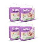 BeBe Baby Complete Care Diaper - Tape Style - Premature/ Neonatal- Pack of 4,(1.5 to 3 Kg), Custom fit, super soft band, All night Protection, 100% Wetness Lock, Adjustable fit with 5 star skin protection (80 pieces,PB)