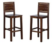 G Fine Furniture Wooden High Bar Chairs | Long Counter Stools with Leg/Foot Support | Solid Wood Sheesham, Provincial Teak (Pack of 2)