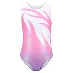 Bezioner Girls Gymnastics Leotards Sleeveless Ballet Dance Leotard Sparkle Athletic Costume (130(8-10years,130-140 cm), pink 2)