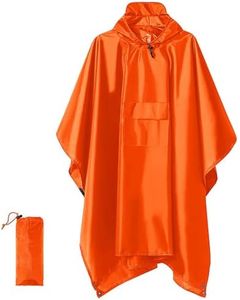 ROFVMILE Hooded Rain Poncho for Adult with Pocket, Waterproof Lightweight Raincoat for Men and Women (orange)