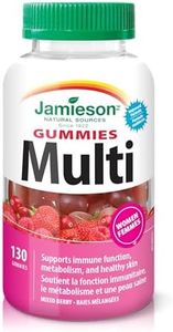Jamieson Multivitamin Gummies for Women, 130 Gummies Mixed Berry Flavour. Supports Bone Health, Immunity, Energy, Hair, Skin Nails. With Biotin and Vitamin B12, Vegetarian, Non-GMO