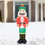 Sunnydaze 8 ft Nathaniel The Nutcracker Inflatable Christmas Decoration - Indoor or Outdoor Use - 3 White LED Lights