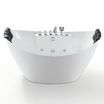 Empava 59-Inch Freestanding Jetted Bathtub with Hydromassage Adjustable Water Jets Luxury Acrylic Massage SPA Soaking Bath Tub Double Ended, White