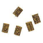 West Coast Paracord Viking Runes Metal Bead – Beads for Jewelry Making – Hair or Beard Accessory (Gold, 5 Pack)