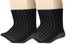 Dickies Men's Dri-Tech Comfort Crew Socks, Black, 12 Pair