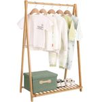 Jotsport Small Clothes Rack Kids Dress Up Storage for Playroom, Toddlers Bedroom, Bamboo Child Garment Rack with Storage Shelf, Kids Clothing Rack Costumes Organizer