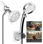 Hibbent Dog Shower Sprayer Attachment Set for Pet Bathing and Dog Washing with 119 Inch Shower Hose Brass Shower Arm Diverter Valve, Handheld Shower Head,Bathroom Hose Sprayer Head Kit