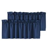 H.VERSAILTEX 2 Panels Blackout Curtain Valances for Kitchen Windows/Bathroom/Living Room/Bedroom Privacy Decorative Rod Pocket Short Winow Valance Curtains, 52" W x 18" L, Navy