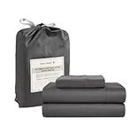 LANE LINEN Twin Sheets Set - 450 Thread Count 100% Cotton Twin Bed Sheets, 3 Pc Twin Sheet Set - Luxurious Satin Sheets, Bedding for Kids, Dorm Rooms & Adults, Breathable Cotton Sheets - Charcoal