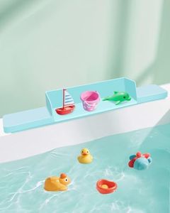 bathiin Splash Guard for Bathtub, Bath Tub Splash Guard with 7 Suction Cups, Bath Toy Holder, Tub Play Shelf for Kids, Bathtub Side Tray, Toddler Bathroom Essentials, 1 Pack, Blue