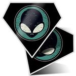 2 x Diamond Stickers 7.5 cm - Black & White Alien Aliens UFO Fun Decals for Laptops,Tablets,Luggage,Scrap Booking,Fridges, #5868