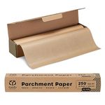 Unbleached Baking Parchment Paper 15 in x 200 ft, 250 Sq.Ft, Non-Stick Parchment Paper Roll for Baking & Cooking - Kraft