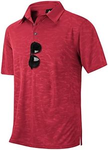 LLdress Men's Golf Polo Shirt Short Sleeve Sun Protection Outdoor Sport Shirts Quick Dry Summer Casual Polo, Red 2XL