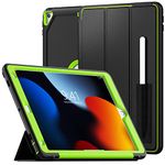 SEYMCY Case for iPad 9th/8th/7th Generation 10.2 inch, Full-body Shockproof Fall Case for iPad 10.2", Trifold Stand, Auto Sleep/Wake, Pencil Holder for iPad 10.2 inch Cover 2021/2020/2019, Green