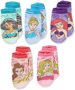 Disney Princess Girls 5 Pack Shorty Socks, Multi Princess, 5-6.5