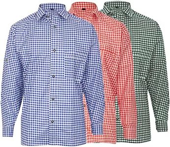 MS-Trachten Camicia da uomo a quadretti Toni, Quadri bianchi e blu, XXXXXL