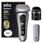 Braun Series 9 Electric Shaver for Men, 5+1 ProHead with ProLift Precision Trimmer, Wet & Dry Electric Razor for Men, Charging PowerCase, Gifts for 9477cc, Silver Razor