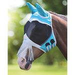 Shires Fine Mesh Fly Mask with Nose Fringe, Teal, Cob