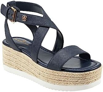 Bandolino Womens MAJOR3 Open Toe Ankle Strap Wedge Sandals Blue 9 Medium (B,M)