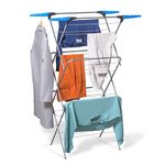 CUQOO Heavy Duty 3-Tier Clothes Airer – Foldable Laundry Drying Rack with 28 Bars, Non-Slip Feet, Space-Saving Design for Indoor/Outdoor Use, Portable Steel Construction