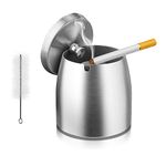 SITAKE Extra Large Ashtray with Lid,Stainless Steel Portable Ash Tray for Cigarette, Windproof Smokeless Ashtray for Home Office Tabletop Outside Patio Outdoor Balcony(12 x 9.3 x 11.8cm)