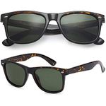 POLARSPEX POLARIZED UNISEX 80'S RETRO CLASSIC TRENDY STYLISH SUNGLASSES, Tortoise | Olive, One Size