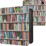 kwmobile Case Compatible with Kobo Libra 2 Case - eReader Cover - Summer Library Blue/Green/Dark Pink