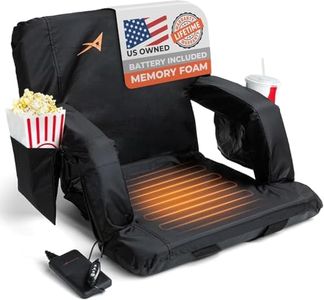 Heated Stadium Seats for Bleachers with Back Support Memory Foam – USB Battery Included - Upgraded 3 Levels of Heat - Foldable Chair - 4 Pockets for Snacks, Cup Holder - for Camping (Black 2.0)