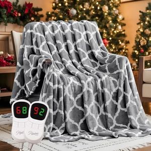 Homemate Heated Blanket Electric Queen Size - 84“x90“ Heating Blanket with 10 Fast Heat Levels 8 Hours Auto Off Ultra Soft Cozy Flannel Over-Heated Protection ETL Certification Keep Warming in Home