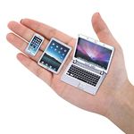 cobee 1:12 Mini Laptop Set,3pcs/set Mini Metal Laptop Tablet Smartphone Scene Simulation Accessories Dolls House Furniture Doll Accessories Play Set (Silver)